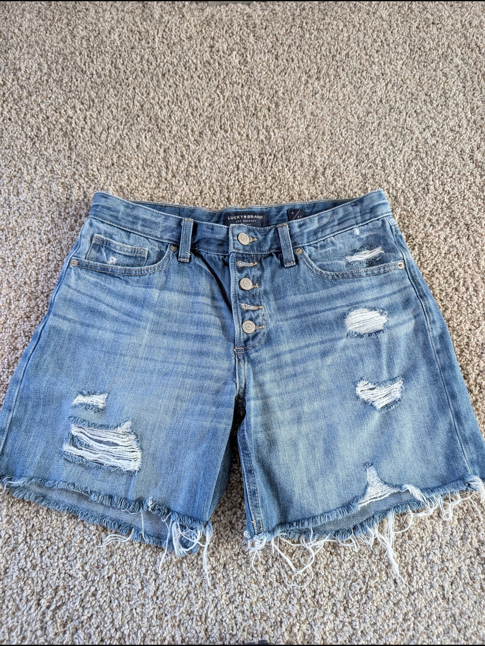 Lucky Brand Light Blue Distressed Denim Shorts